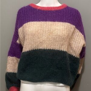 Whistles Cropped Color Block Sweater Size M